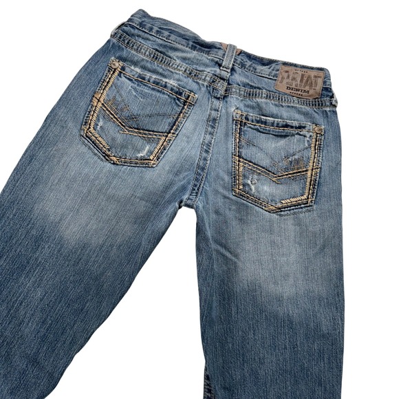 Ariat Mens Denim Jeans Medium Wash Distressed Relaxed Fit Size 29x33 - Picture 6 of 12